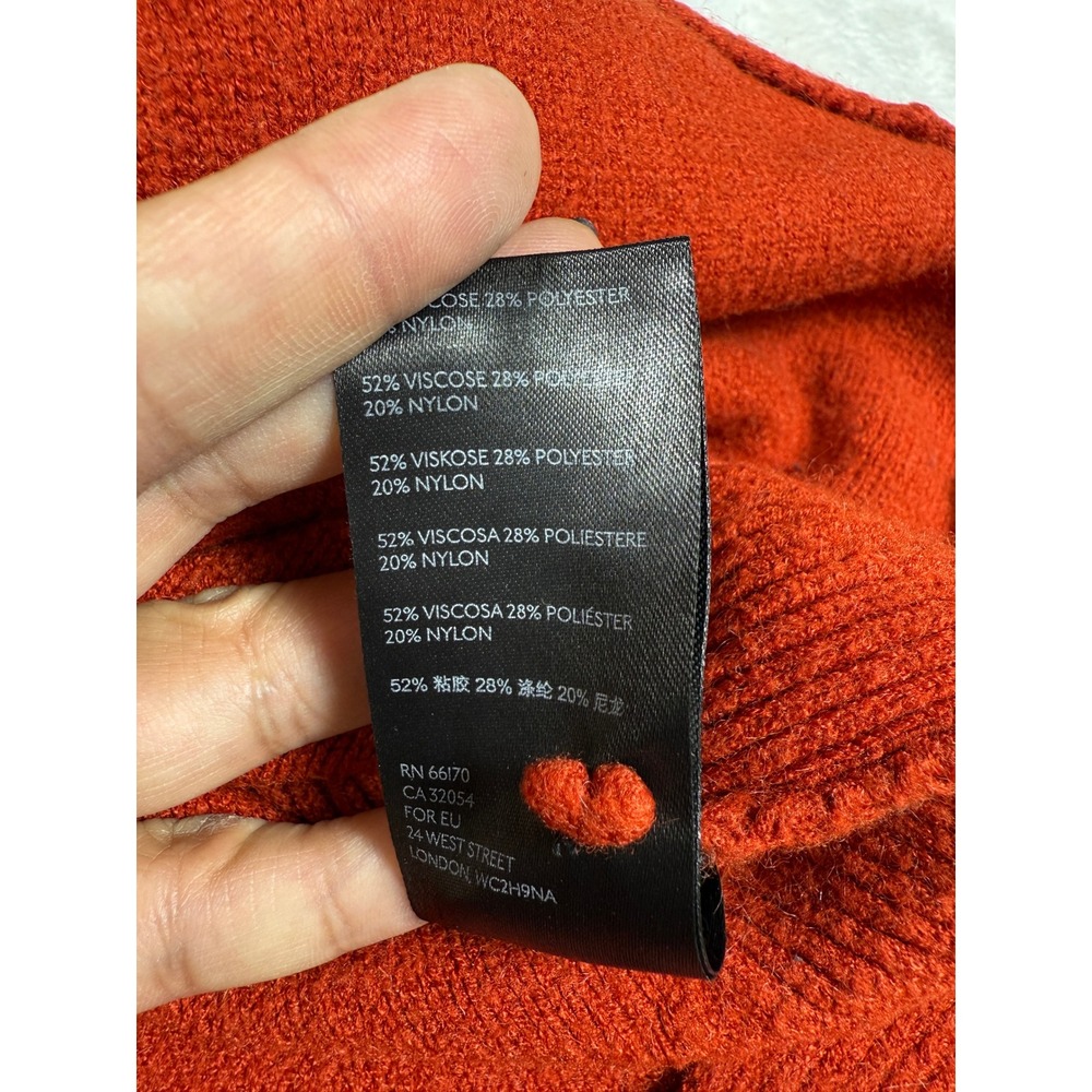 Anthropologie Cozy‎ Knit Cowl Neck Sweater Orange Lagenlook Pullover Size S - Picture 4 of 7